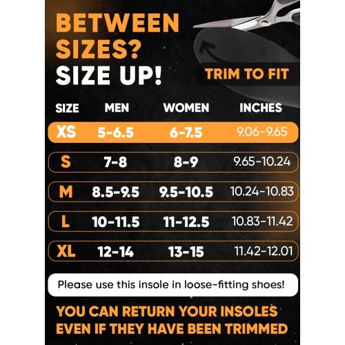 CRUVHEAL High Arch Support Inserts Men Women - Plantar Fasciitis - Comfort for Foot Pain Relief - Anti-Fatigue - Orthotic Shoe Insoles (XS, Black)