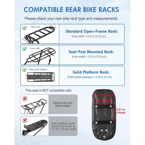 Zacro Kids Bike Seat Set 2.0, Comfort Bike Seat with Adjustable Backrest, Wide Child Bicycle Rear Seat Cushion Back Safety Armrest Handrail Feet Pedals, Children Bicycle Back Seat for Over 5 Years Old