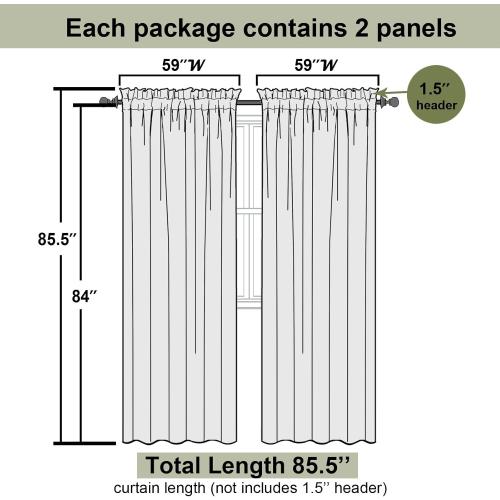 Lecloud Cream Sheer Curtains 84 Inches Long 2 Pcs, Dual Rod Pocket Breathable Rustic Living Room Curtains for Bedroom Dining Room, Home Decor Light Filtering Drapes, Each Panel 59 W x 84 L