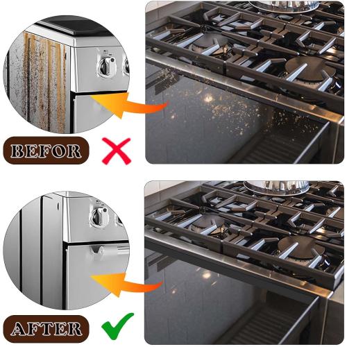 Stove Gap Covers Stainless Steel,2 Pack Stove Gap Filler,Stove Guard for Gas Stoves Oven Counter Side Gap, Retractable Length 13.8 to 27.5, Width 0.79,Heat Resistant and Easy to Clean