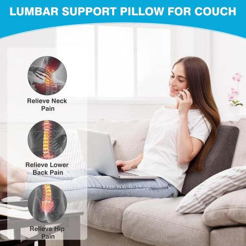 TANYOO Back Support Pillow for Recliner Dual Layer Lumbar Support Pillow with Gel Memory Foam Ergonomic Orthopedic Couch Lumbar Cushions for Elderly Lower Back Pain Relief Washable Cover Brown