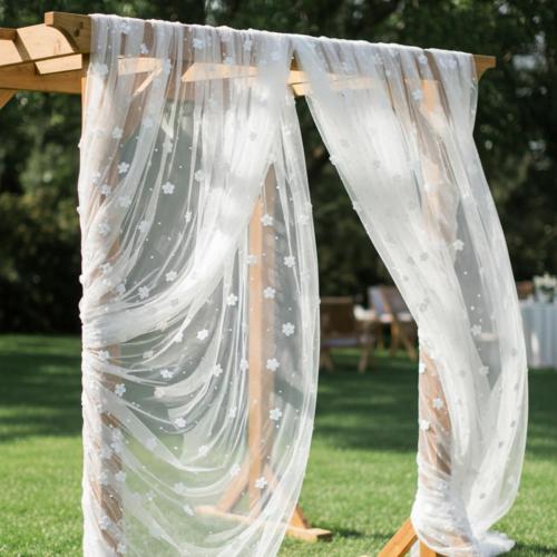 Lounsweer 3 Pcs Tulle Table Runner 10ft Embroidery Table Runner Tulle Fabric Wedding Lace Tablecloth for Bridal Shower Veil Baby Shower Sweetheart Birthday Home Decorations (White,Pearl)