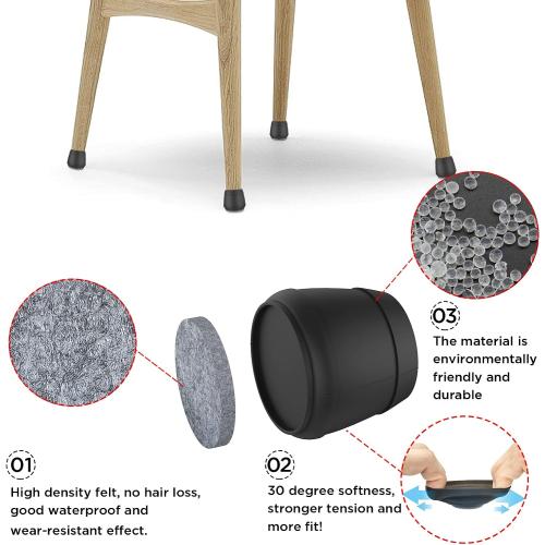Extra Large Chair Leg Floor Protectors, (Fit: 1.84-2.36 Black).