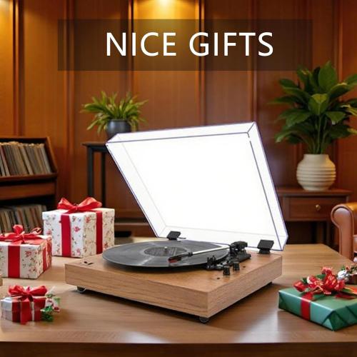 MPK Vintage Style 3 Speeds Wireless Input Record Player, Built-in Dual Premium Speakers,Belt Drive,RCA Output,Aux in,Fulll Size Platter Turntable, Yellow Wood