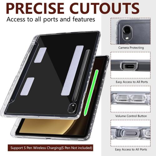 E NET-CASE Case for Samsung Galaxy Tab S10 Lite / S10 FE / S9 FE 10.9-Inch / S9 11-Inch, Zipper Bag,Clear Back Case/Hand Strap/Shoulder Strap/S-Pen Holder/Stand Cover,Brown