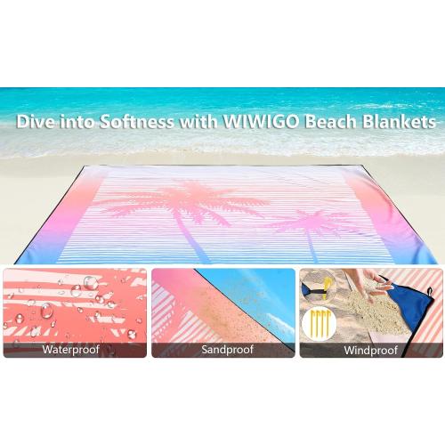 WIWIGO Beach Blanket Mat Waterproof Sandproof for 2-8 Adults Quick Drying