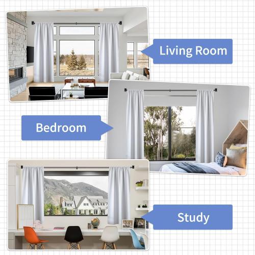 ZYRW Black Curtain Rods, Room Darkening Curtain Rod for Windows 66 to 120 Inches(5.5-10Ft), Wrap Around Rods, Adjustable Heavy Duty Blackout Drapery Rod, Window Treatment, Matte Black