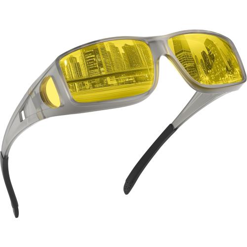 Night Vision Glasses for Driving Anti-Glare Fit-Over Eyewear Night Driving Glasses for Men/Women