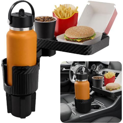 Car Cup Holder Tray, 3 in 1 Cup Holder Expander Adapter for Car, 360° Rotating Detachable 11 Car Food Tray Table for Eating, Road Trip Essentials Fits Yeti, Hydro Flask 16-46 oz, OtterVerz 11