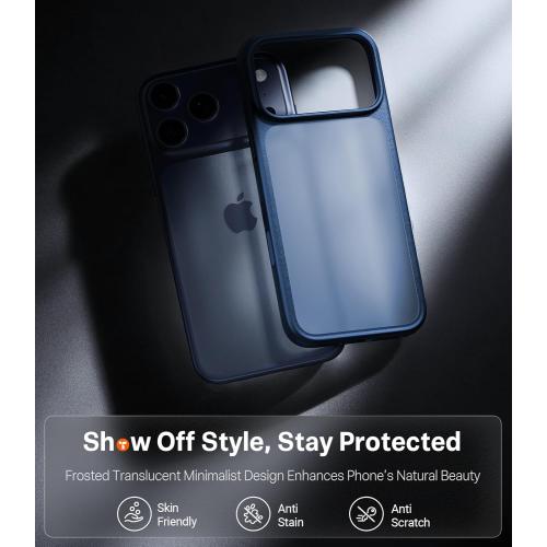 TORRAS for iPhone 17 Pro Case, Beyond Military-Grade Protection, Camera Control Button, DIY Buttons, Translucent Matte Slim Thin Shockproof Hard Back Anti-Scratch case for iPhone 17 Pro, Deep Blue
