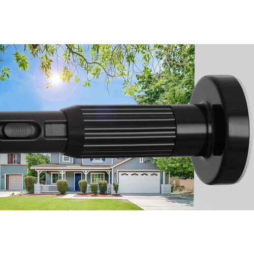 Tension Curtain Rod，40-126.5IN(3.33-10.54Ft) One-Click Fast Extension Rod Easy to Install Black Long Outdoor Curtain Rods No Drilling Never Rust for Window or Shower Patio Diameter 1.26 Inches