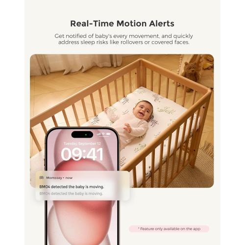 Momcozy Smart WiFi Baby Monitor with Camera and Audio, 5 1080P Screen with Wall Mount, Motion & Cry Detection, Safe Fence,Clear Night Vision, 5000mAh Battery, 2-Way Talk, Photo & Video Recording,BM04
