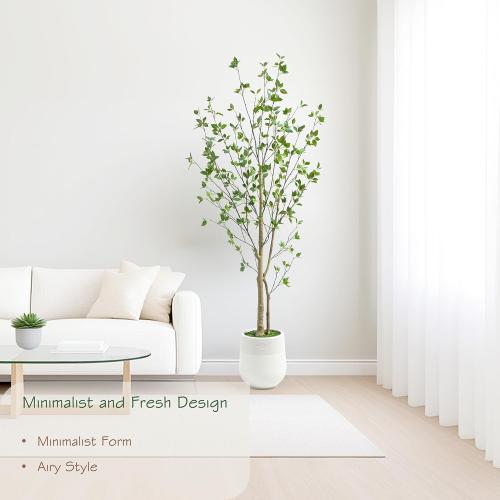 Bellacat 6ft Artificial Minimalist Citrus Tree with Lifelike Leaves, 72in Faux Citrus Tree with Realistic Trunks, Faux Tree Indoor Outdoor for Home Office Living Room Bedroom Porch Decor.