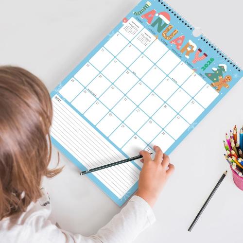 SUNEE Calendar 2026 18 Months Wall Calendar Oct. 2025 - Mar. 2027, 12x17 Big Hanging Calendar 2026 with Note, Past Month and Next Month for Organizing & Planning, Cute