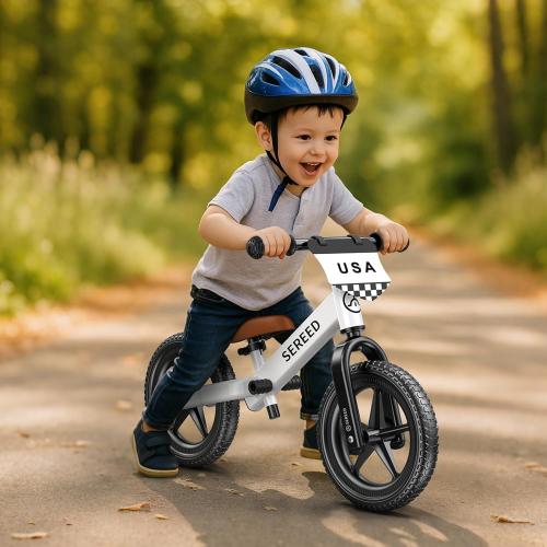 SEREED Toddler Balance Bike 2 Year Old, No Pedal Kids Toy Bike for 2-5 Years Old, Tool-Free Adjustment, Gift for 2-3 Boys Girls, Customize Plate with 3pcs Stickers (White)