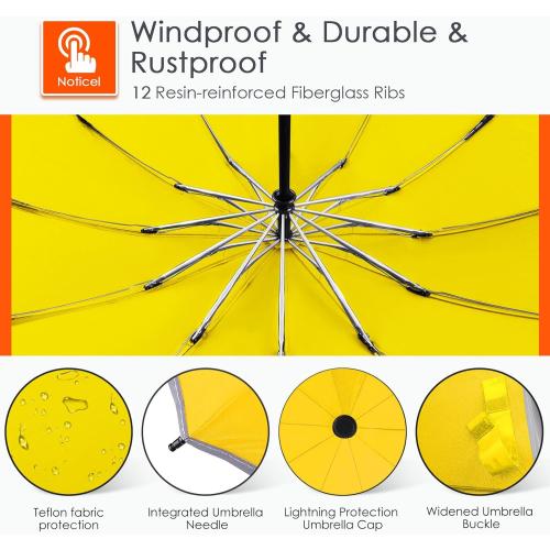 Bodyguard Inverted Umbrella - Large Windproof for Rain & Sun, Compact Reverse With Reflective Stripe, Teflon-Coated for Women Men, Travel Folding With Cover Bag