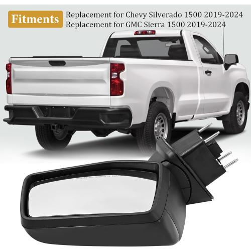 Right Passenger Side Mirror Replacement for Chevry Silverado 1500 for GMC Sierra 1500 2019-2024 7-Pins With temperature sensor Power Heated Glass Manual Folding, GM132158 84823219 84823220 84823216