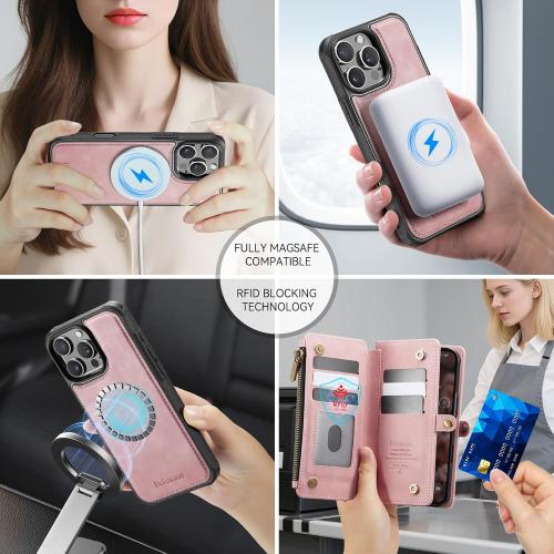 Defencase for iPhone 16 Pro Max Case Wallet Compatible with Magsafe, Pink