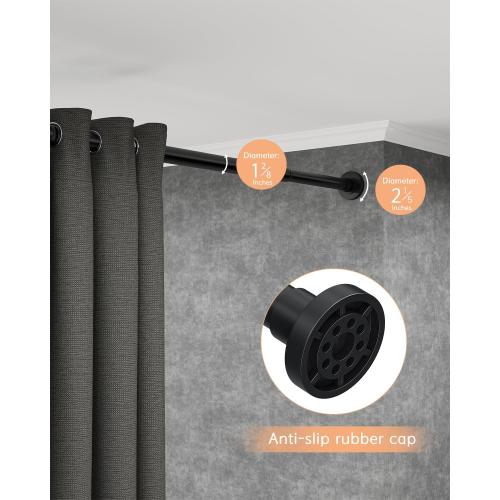 BLACK ALLZONE Tension Curtain Rods 123 to 160 Inch, Black Curtain Rods No Drilling, Extra Long Tension Rod for Room Divider Curtains Rod, Outdoor Tension Rod for Patio/Bedroom/Office,3 Installation Options