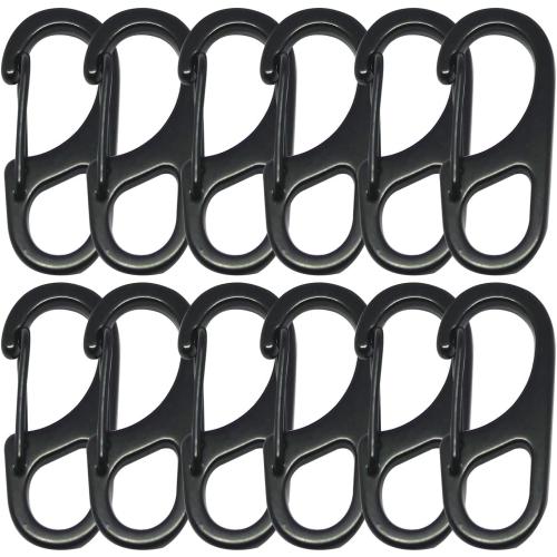Small Carabiner Clips 1.25 inch/1.85 inch Snap Hooks with Fixed Eye Spring Gate Keychain Parocord Rope Clasps Accessories