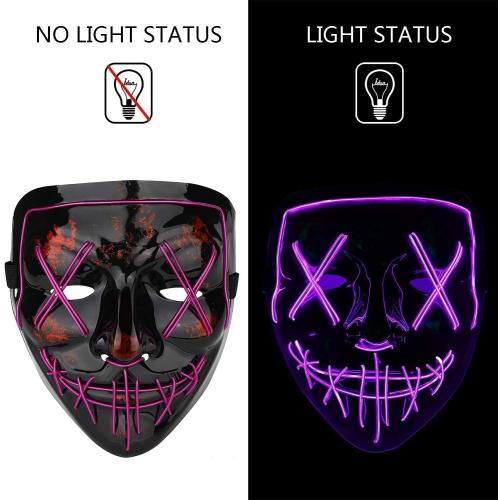 Poptrend Halloween Mask LED Light up Mask Blue Bundle with Purple for Festival Cosplay Halloween Costume Masquerade Parties