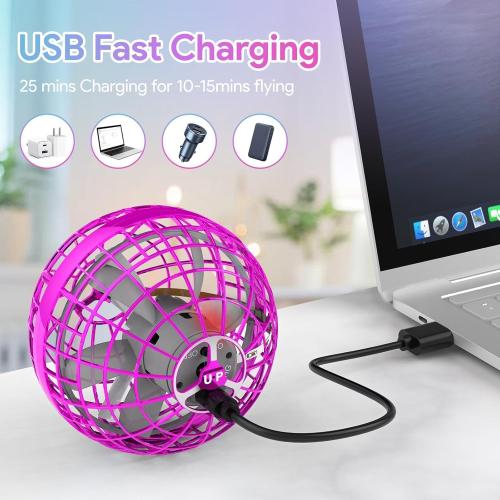 Flying Orb Ball Toy, 2024 Hand Controlled Boomerang Hover Ball Toys, Fidget Flying Spinner with Magic Lights, Mini Drone Cool Stuff Gadgets Gifts Toys for Age 6 7 8 9 10  Boys Girls Teens Toys(Purple)