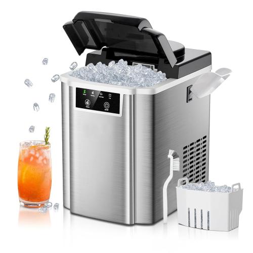 TOTTE Nugget Ice Maker Countertop,38lbs/24H Self-Cleaning with Soft Chewable Pellet Ice, Stainless Steel Machine with Basket and Scoop, Portable Crushed Sonic Ice Makers for Home,Kitchen,Office