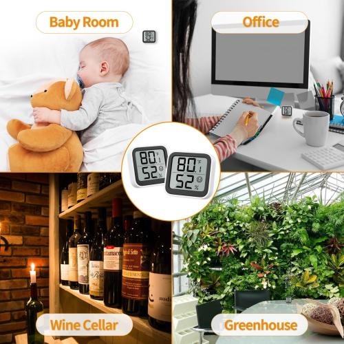 NOKLEAD Thermometer Humidity Meter Inside Mini Hygrometer Monitor Room Temperature Measuring Device with Face Icon Comfort Indicator ℃/℉ Switch for Baby Room Greenhouse Office Living Room（2）