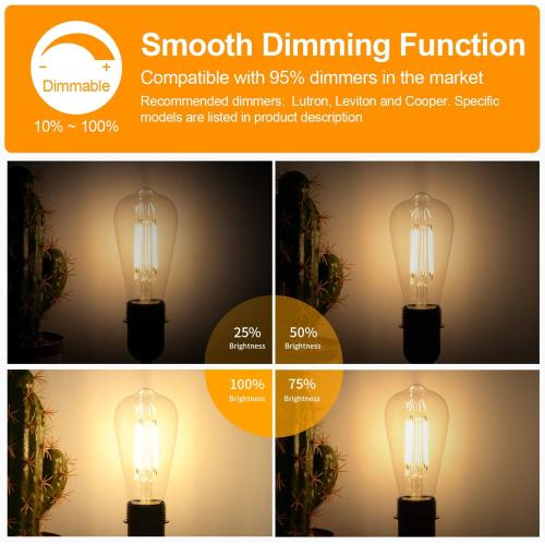 11 ST64 Large Vintage LED Edison Bulbs, 60W Equivalent 7W, 800Lumens, Dimmable Antique LED Filament, 2700K Warm White, E26 Medium Base Light Bulbs High Brightness Clear Glass for Bedroom Office