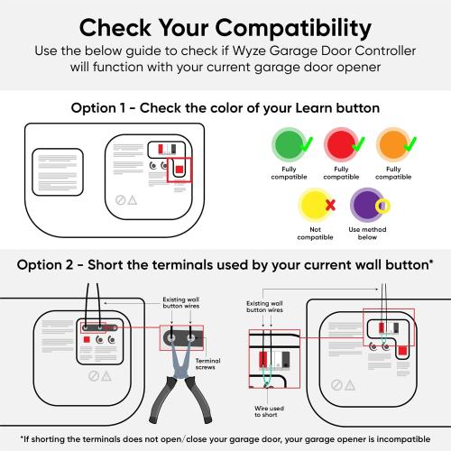 Wyze Smart Garage Door Opener w/built-in HD Video, Remotely Control Garage Door, 1080p HD Video w/Color Night Vision, Two-Way Audio