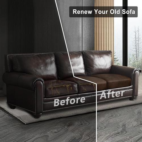 Leather Look Couch Cushion Covers Sofa Seat Slipcovers Sets Couches Furniture Protector for Sectional Armchair Loveseat Pets Kids Stretch Spandex Fabric(3 Cushion Sofa, Brown)