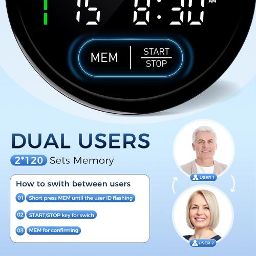 Blood Pressure Monitor Upper Arm Automatic Monitors for Home Use Adjustable 8.7-16.5 Cuff Voice Broadcast Large Backlit Display 240 Sets Memory with Storage Bag