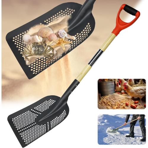 Sifting Shovel,Size 47.2''Square Sand Beach Sifter with Dense Holes,Manganese Steel Sand Sifter for The Beach Shell,Sands Sifters Shovel for Sands Screening,Farm Feed,Chicken Coop Scoop and Shoveling Snow