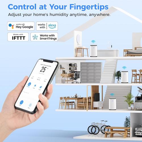 5000 Sq.Ft Dehumidifier for Basements 100 Pints, with 2.15 Gallons Water Tank with darin hose and app control, Smart Compressor Quiet operation Ideal for Living room, Bathrooms, Home 50