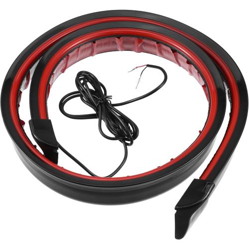Universal Car Spoiler with Red LED Light 47.2inch/1.2m Car Trunk Spoiler Lip Kit Car Tail Light Strip Bar Spoiler Rubber Black