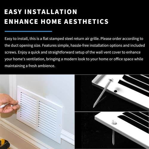 20x20 Return Air Grille(Duct Opening Size),Air Return Vent Cover,Flat Vent Cover,Rejillas De Aire Acondicionado para Casa,Return Air Grilles,Outer Dimensions:21.75Wx21.75H(20Wx20H, Duct Opening)