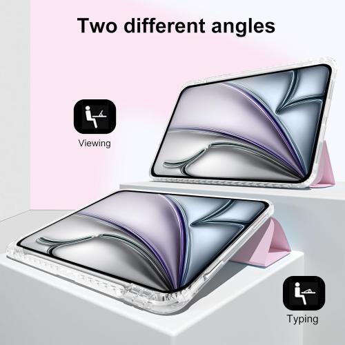 Case for iPad Air 13 inch 2024/2025/2026 M4/M3/2,Slim Smart Cover for 2022 iPad Pro 12.9 inch (4/5/6th Gen) with Pencil Holder,Trifold Stand with Clear Back Shell,Sakura Pink