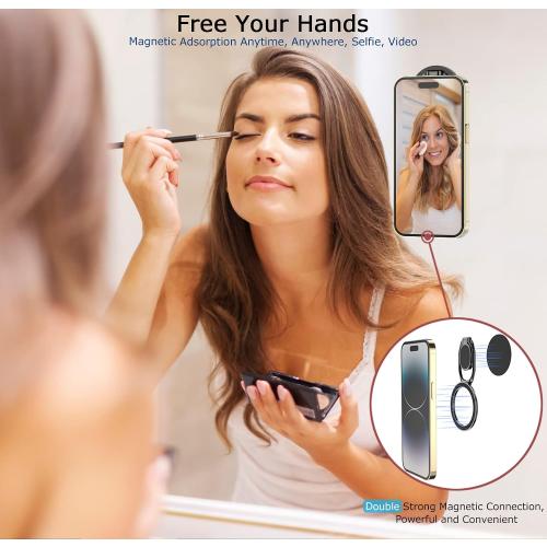 Doflyesky Magnetic Phone Ring Holder for iPhone, Double Adjustable Gym Phone Grip Holder and Stand Removable for Magsafe Case, iPhone 17/16/15/Pro Max Plus SE