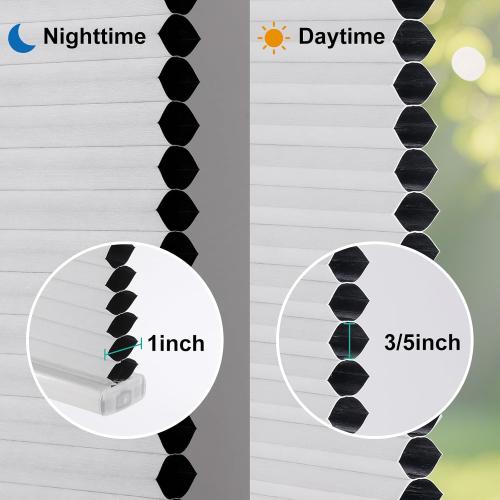 Cordless Cellular Shades, No Drill No Tools Honeycomb Window Blinds, Blackout Light Blocking Cellular Shades for Window, Thermal Insulation Blinds, Easy to Install, White 40 W x 64 H