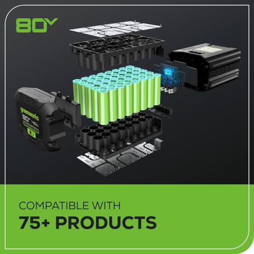 Greenworks 80V 21 Brushless Cordless (Self-Propelled) Lawn Mower (75  Compatible Tools), 4.0Ah Battery and 60 Minute Rapid Charger Included