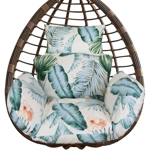 Egg Chair Cushion, Soft Thicken Swing Egg Chair Cushion with Headrest, Hanging Basket Chair Pads, Removable & Washable Hammock Chair Cushions for Indoor/Outdoor, Beige_BlueLeaf