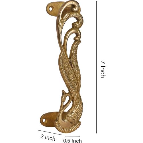 Size 7.3x2.2x1.5 set of 2 Wonderlist Handicrafts Indian Handmade Brass Décor Handle Pull Beautifully Handcrafted Design Brass Door Handle Pull (Peacock), 7.3x2.2x1.5 inches, HT-DOHA-01