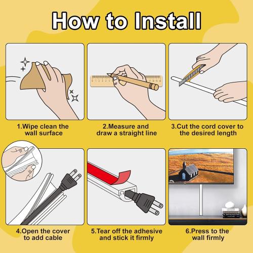 78 Inch Wall Cord Hider, Silicone Self Adhesive Cable Hider Cord Cover, Flexible Wire Covers for Cords Cable Cover Cable Concealer for Wires W0.59” H0.39” White