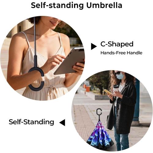 LLanxiry Inverted Umbrella, Windproof Vented Reverse Umbrellas for Rain | Double Canopy, C-Shaped Handle, Self-Standing, Waterproof, Upside Down, Drip-Reducing Design For Car Entry And Commuting