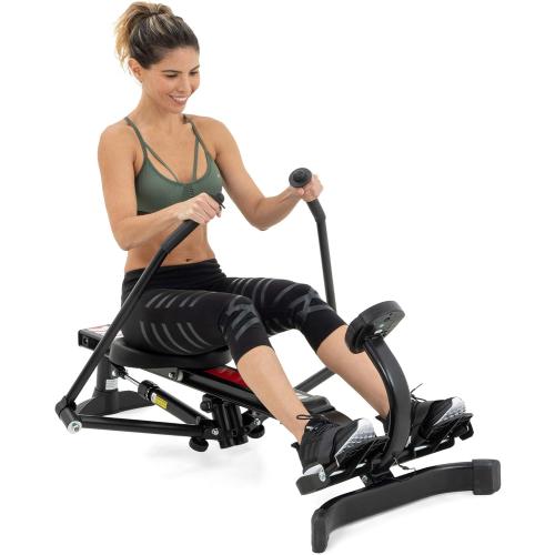 Lanos Hydraulic Rowing Machine | Adjustable Resistance | Rowing Machines for Home Use | LCD Monitor | Compact for Home Workout | Tone Muscle Improve Heart Health