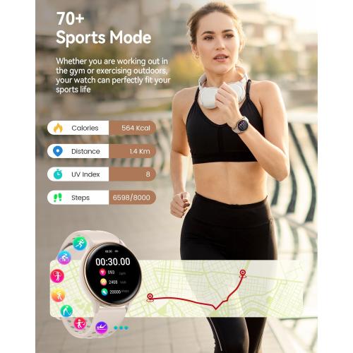 Smart Watches for Women(Answer/Make Calls), 1.27'' AMOLED Screen Activity Trackers with Heart Rate/Sleep/SpO2 Monitor, Smartwatch for iPhone/Samsung/Android, 120  Sport Modes IP68 Fitness Watch 3Bands