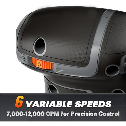 Black and Grey 5 Mellif 5 Inch Random Orbital Sander Compatible with Dewalt 20v Max Battery, Cordless Brushless Palm Orbit Sander, Dust Bag, 6 Speeds, 12000 OPM, 2.0 Battery & Charger Kits, 10PCS Sandpaper Sheets