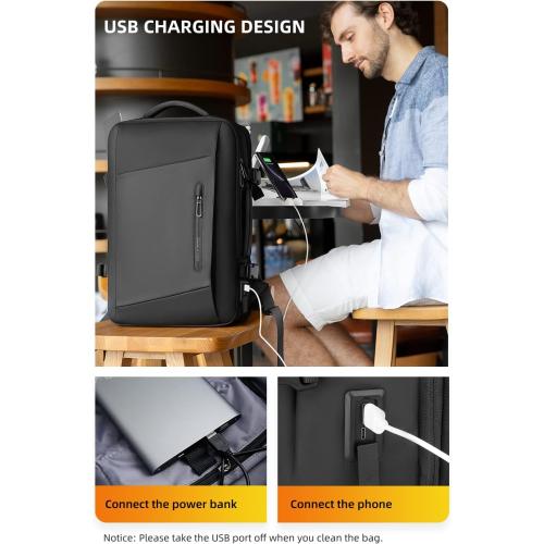 MARK RYDEN Travel Backpack for Men, 45L Flight Approved Carry on Backpack, 17.3 Inch Laptop Backpack with USB Charging Port, Waterproof Business Backpack