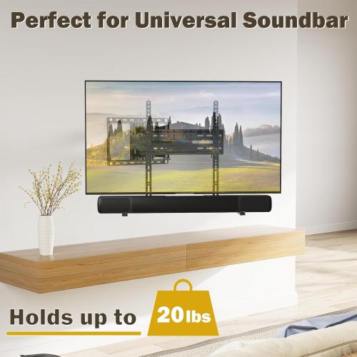 Mounting Dream Soundbar Mount Sound Bar TV Bracket with Holes/Without Holes, Non-Slip Base Holder Extends 3.4 to 6.1, Up to 20 LBS, Safe and Easy to Install MD5425