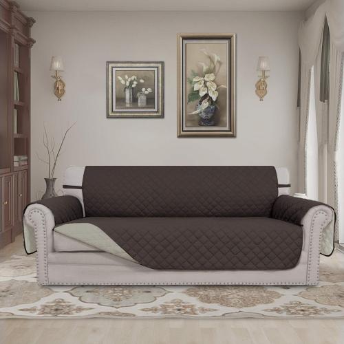 Easy-Going Reversible Couch Cover Soft Mat Sofa Size, Chocolate/Beige | Stain and Tear Resistant Suitable for 3 Cushion Couch Washable Water Resistant Non-slip Furniture Protector Cover for dogs